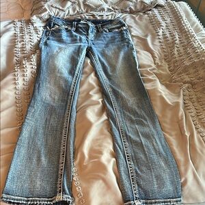 Miss Me Blue Boot Cut Jeans with Contrast Stitching